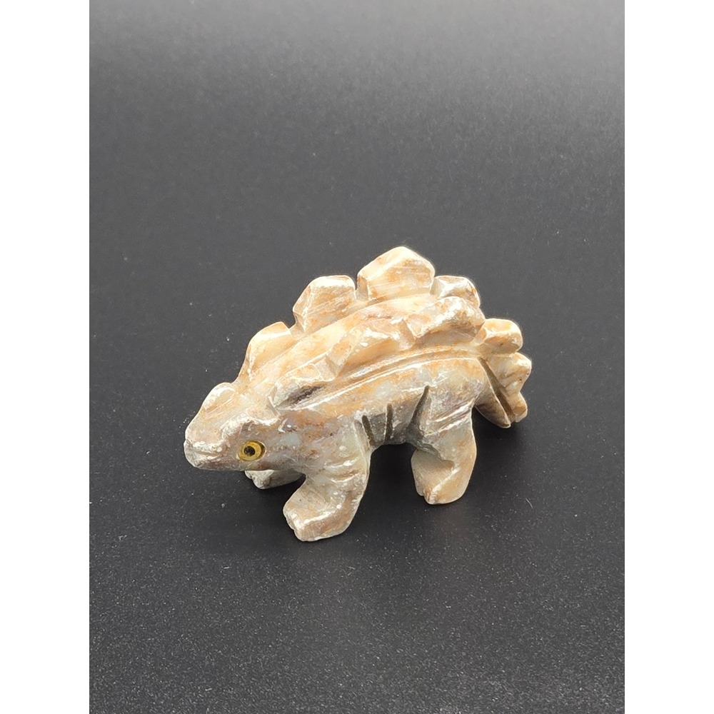 Vintage Hand Carved Stone Stegosaurus Dinosaur Figurine Natural Onyx Marble 1in